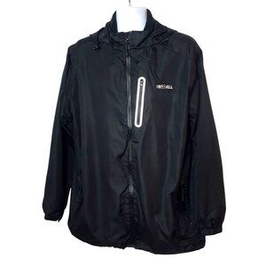 Swisswell Mens Waterproof Jacket L Black Lightweight Reflective Hooded Wind